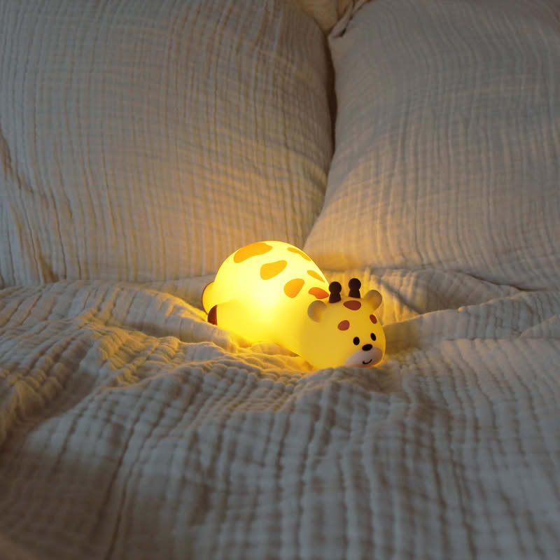 Luce notturna morbida in silicone ricaricabile con cavo incluso a forma di giraffa, con controllo touch, luce calda a diverse intensità e funzione timer